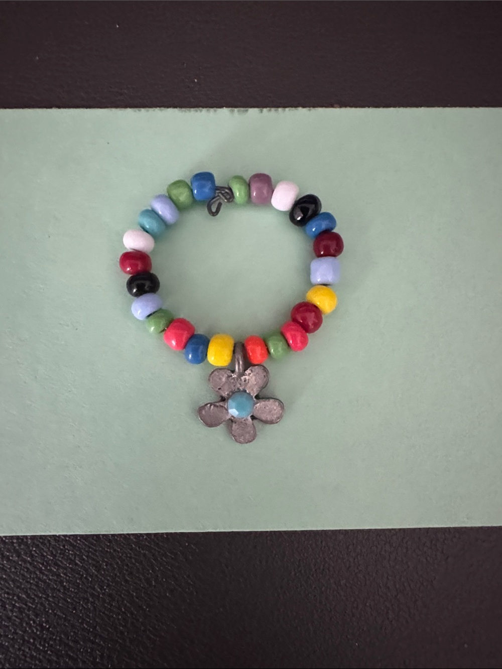 Multicolor Beaded Flower Charm Toe Ring